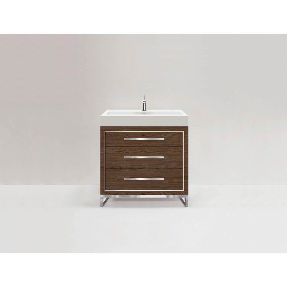 Madeli - Madeli Estate 30'' Free Standing Vanity Cabinet in Brandy/HW: Polished Chrome(PC) - Brandy With Polished Chrome