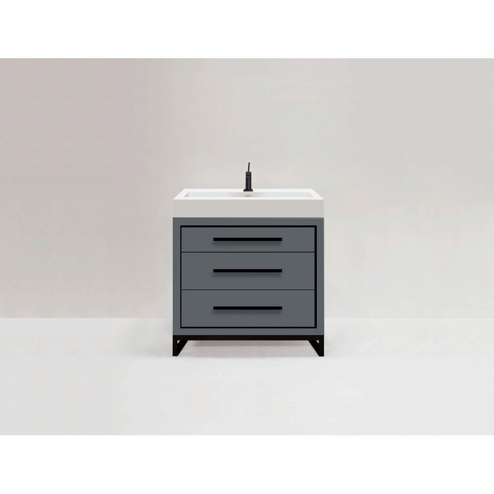 Madeli - Madeli Estate 30'' Free standing Vanity Cabinet in Studio Grey/HW: Matte Black(MB) - Studio Gray With Matte Black