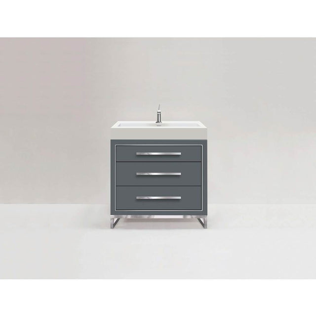 Madeli - Madeli Estate 30'' Free standing Vanity Cabinet in Studio Grey/HW: Polished Nickel(PN) - Studio Gray With Polished Nickel