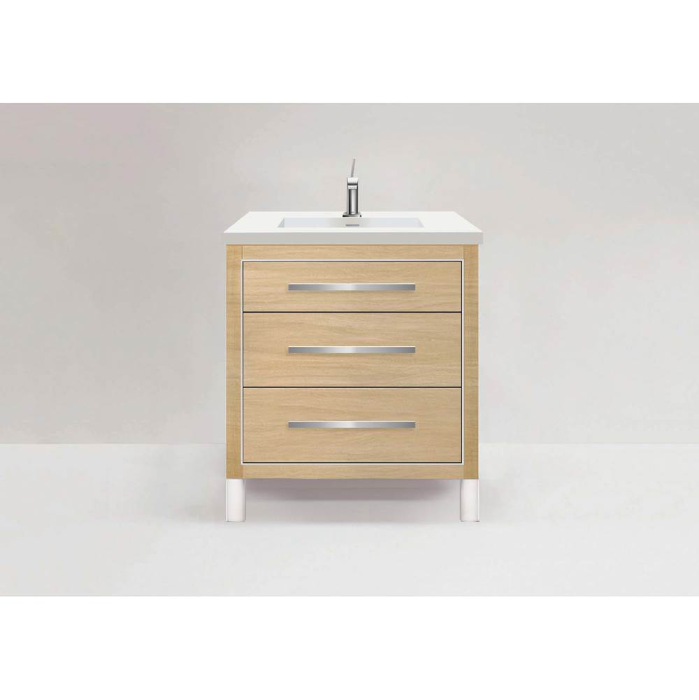 Madeli - Madeli Estate 30'' Free standing Vanity Cabinet in Natural Oak/HW: Satin Brass(SB) - Natural Oak With Satin Brass