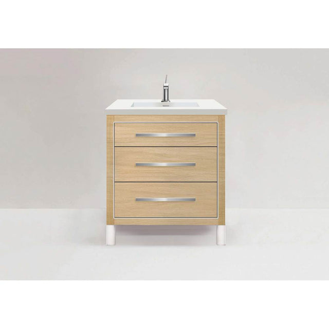 Madeli - Madeli Estate 30'' Free standing Vanity Cabinet in Natural Oak/HW: Satin Brass(SB) - Natural Oak With Satin Brass