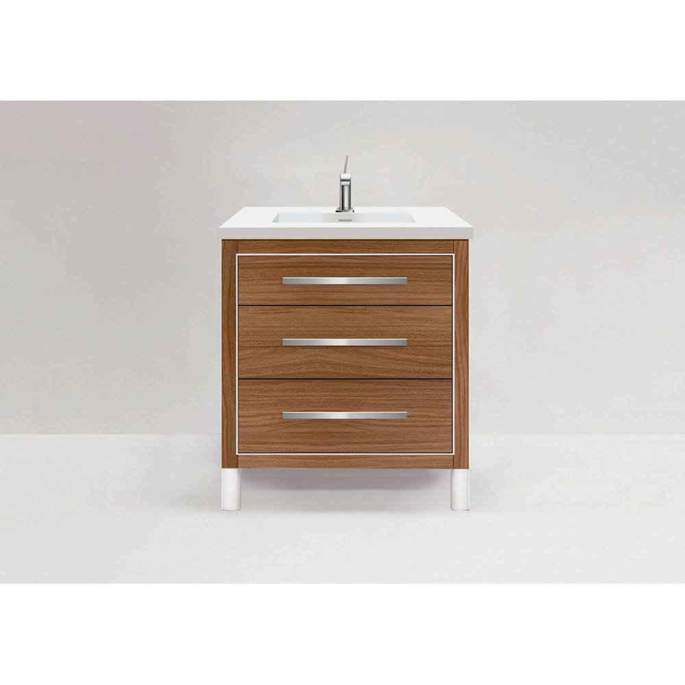 Madeli - Madeli Estate 30'' Free standing Vanity Cabinet in Natural Walnut/HW: Polished Chrome(PC) - Natural Walnut With Polished Chrome