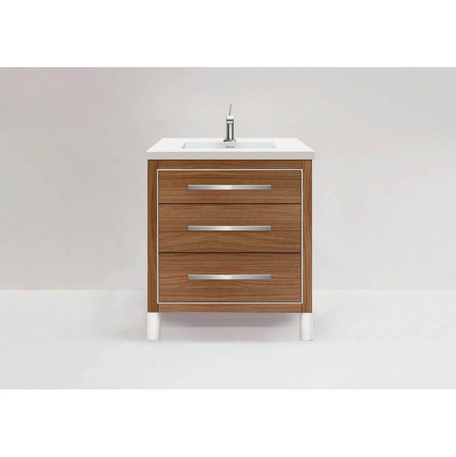 Madeli - Madeli Estate 30'' Free standing Vanity Cabinet in Natural Walnut/HW: Polished Chrome(PC) - Natural Walnut With Polished Chrome