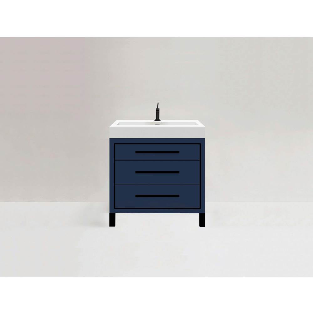 Madeli - Madeli Estate 30'' Free standing Vanity Cabinet in Sapphire/HW: Matte Black(MB) - Sapphire With Matte Black