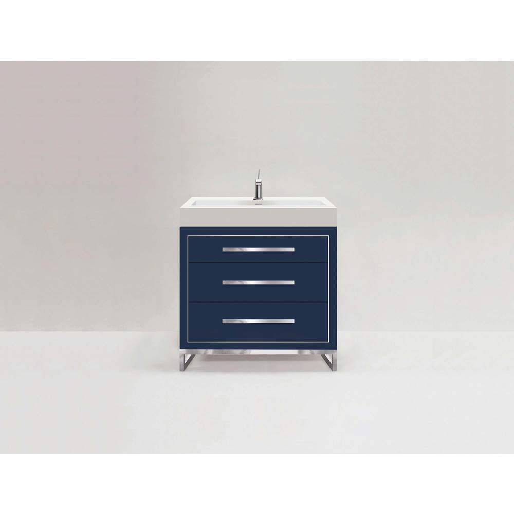 Madeli - Madeli Estate 30'' Free standing Vanity Cabinet in Sapphire/HW: Polished Nickel(PN) - Sapphire With Polished Nickel