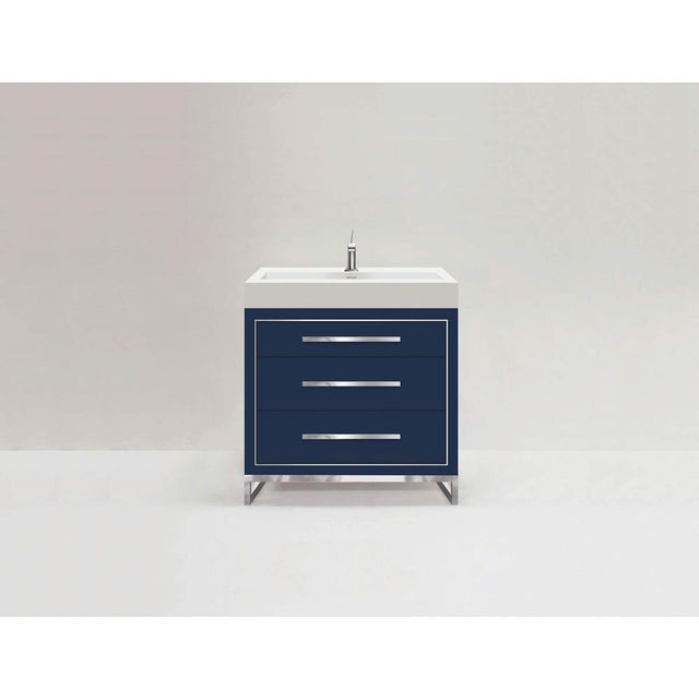 Madeli - Madeli Estate 30'' Free standing Vanity Cabinet in Sapphire/HW: Polished Nickel(PN) - Sapphire With Polished Nickel