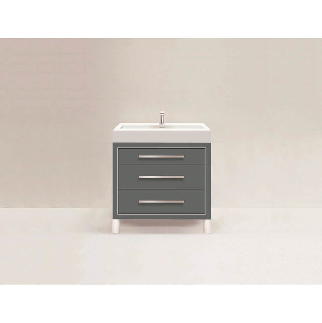 Madeli - Madeli Estate 30'' Free standing Vanity Cabinet in Studio Grey/HW: Polished Nickel(PN) - Studio Gray With Polished Nickel