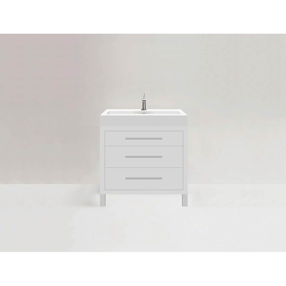 Madeli - Madeli Estate 30'' Free standing Vanity Cabinet in White/HW: Polished Nickel(PN) - White With Polished Nickel