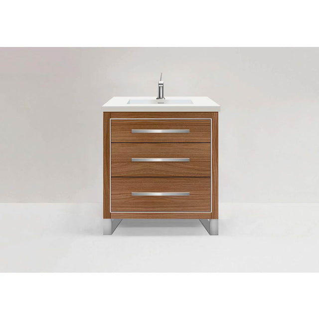 Madeli - Madeli Estate 30'' Free standing Vanity Cabinet in Natural Walnut/HW: Brushed Nickel(BN) - Natural Walnut With Brushed Nickel