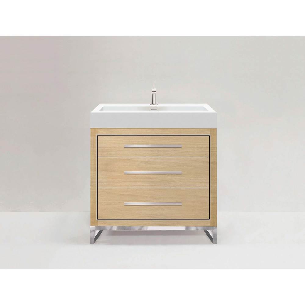Madeli - Madeli Estate 36'' Free standing Vanity Cabinet in Natural Oak/HW: Brushed Nickel(BN) - Natural Oak With Brushed Nickel