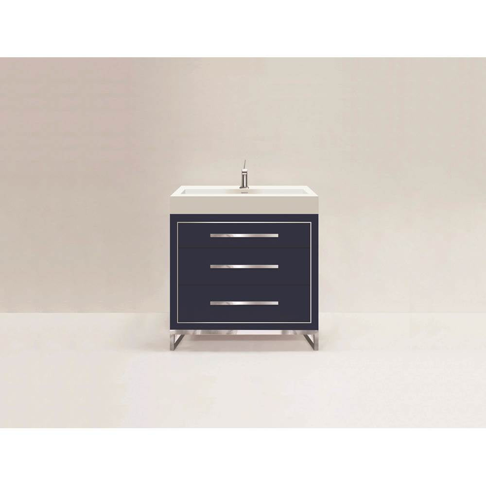 Madeli - Madeli Estate 36'' Free standing Vanity Cabinet in Sapphire/HW: Matte Black(MB) - Sapphire With Matte Black