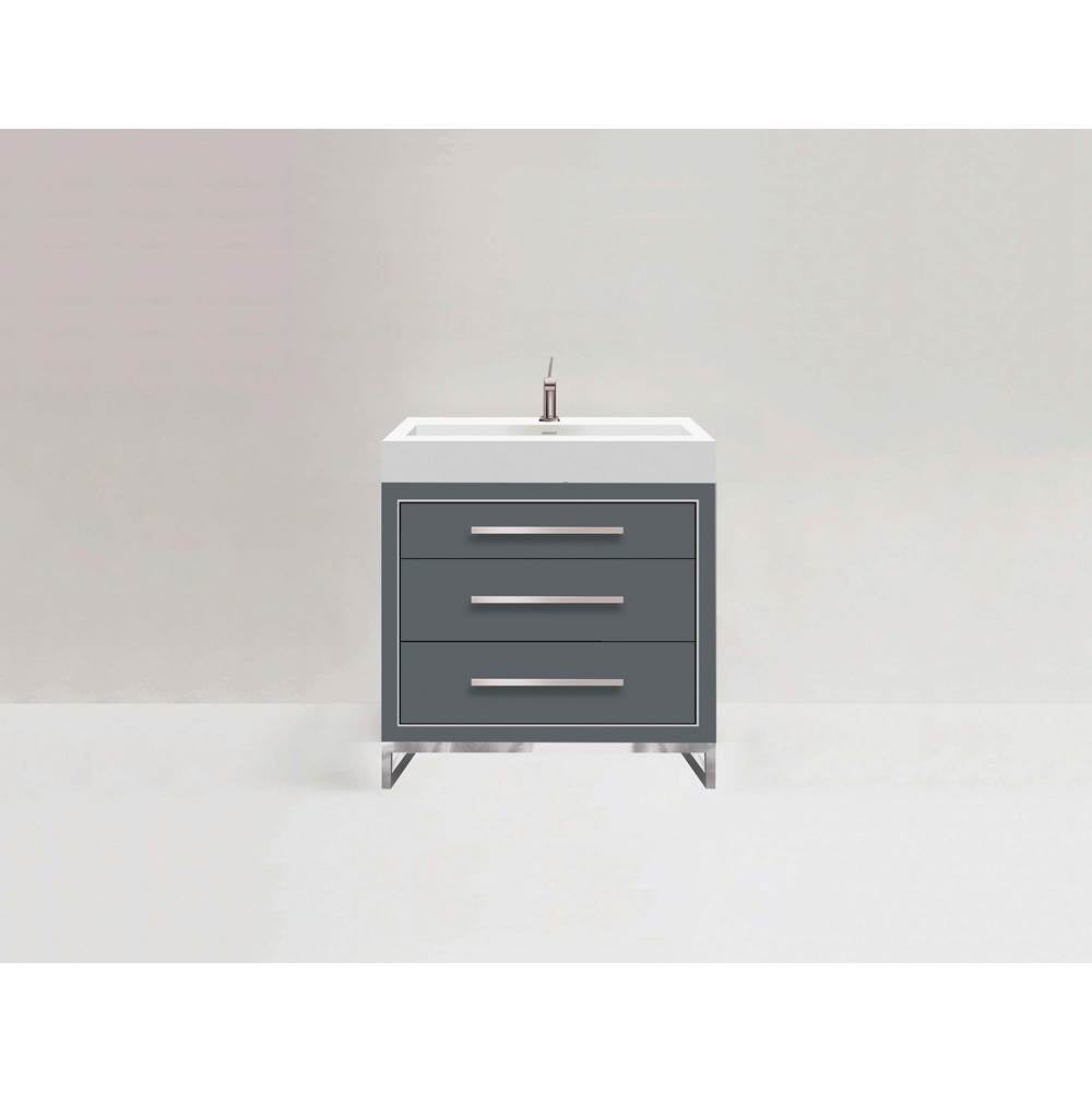 Madeli - Madeli Estate 36'' Free standing Vanity Cabinet in Studio Grey/HW: Polished Chrome(PC) - Studio Gray With Polished Chrome