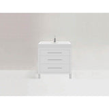 Madeli - Madeli Estate 36'' Free standing Vanity Cabinet in White/HW: Brushed Nickel(BN) - White With Brushed Nickel