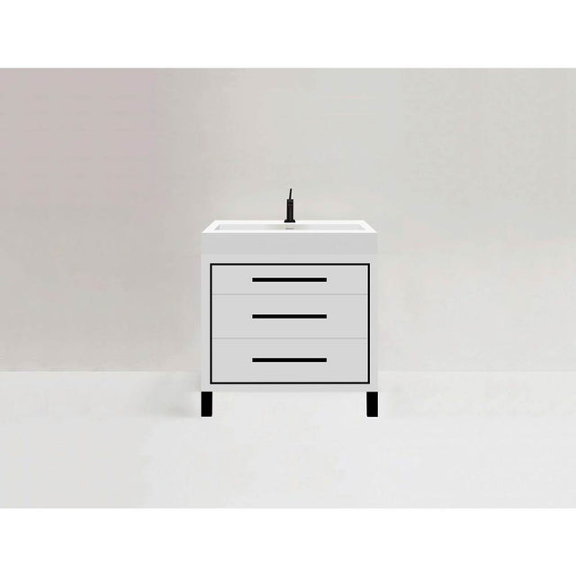 Madeli - Madeli Estate 36'' Free standing Vanity Cabinet in White/HW: Black(MB) - White With Matte Black