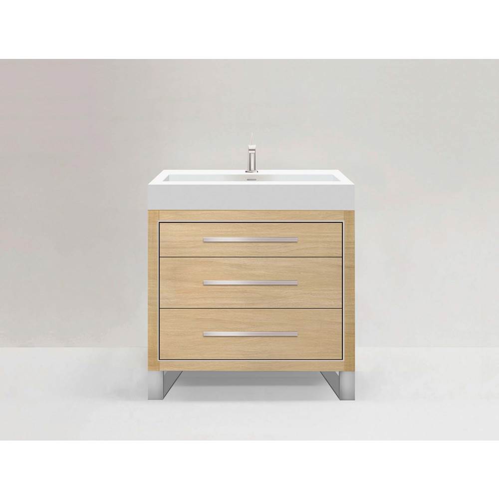 Madeli - Madeli Estate 36'' Free standing Vanity Cabinet in Natural Oak/HW: Polished Chrome(PC) - Natural Oak With Polished Chrome