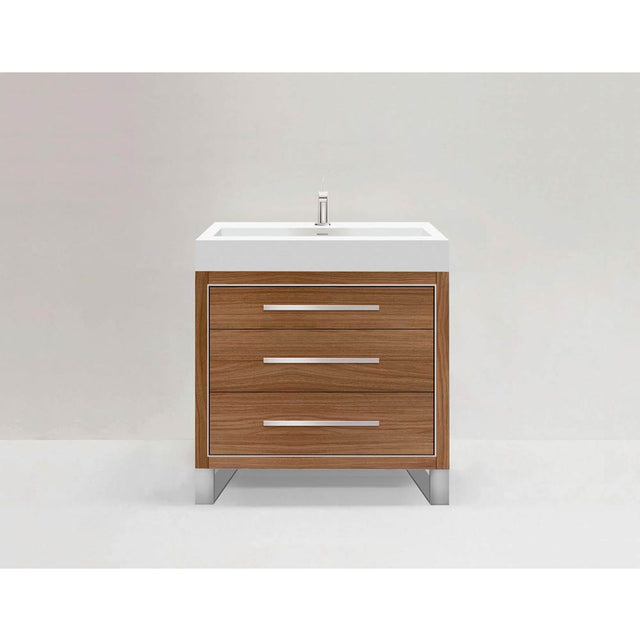 Madeli - Madeli Estate 36'' Free standing Vanity Cabinet in Natural Walnut/HW: Brushed Nickel(BN) - Natural Walnut With Brushed Nickel