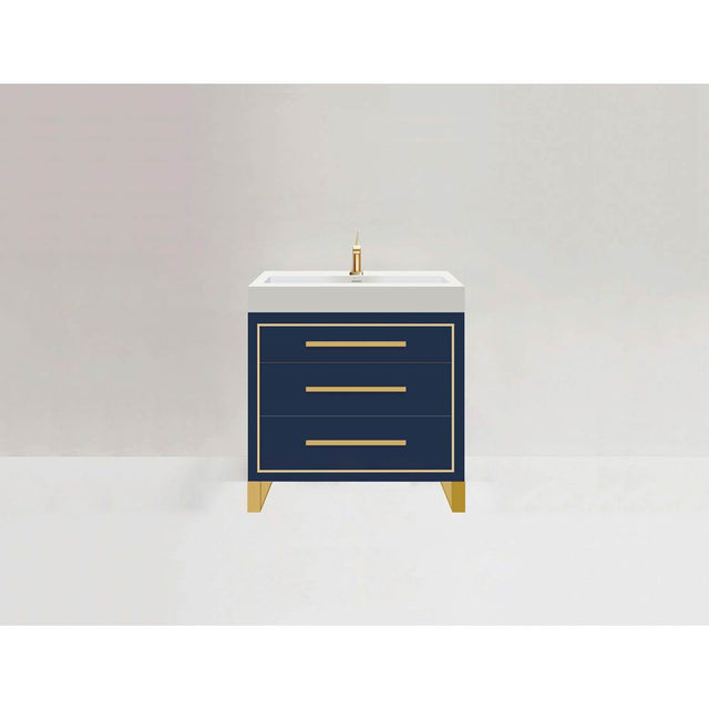 Madeli - Madeli Estate 36'' Free standing Vanity Cabinet in Sapphire/HW: Satin Brass(SB) - Sapphire With Satin Brass