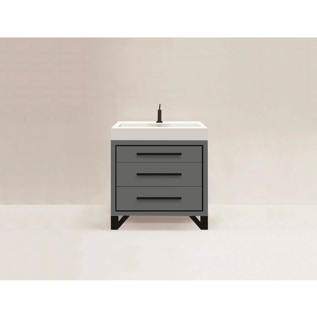 Madeli - Madeli Estate 36'' Free standing Vanity Cabinet in Studio Grey/HW: Matte Black(MB) - Studio Gray With Matte Black