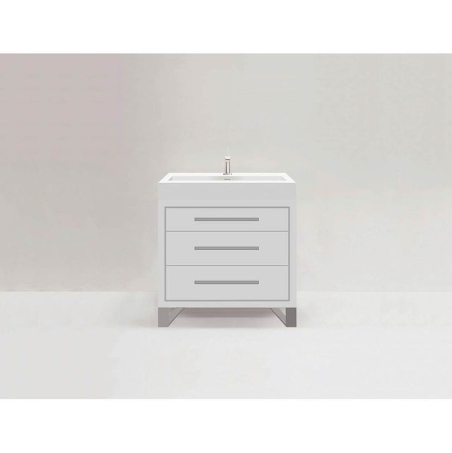 Madeli - Madeli Estate 36'' Free standing Vanity Cabinet in White/HW: Brushed Nickel(BN) - White With Brushed Nickel