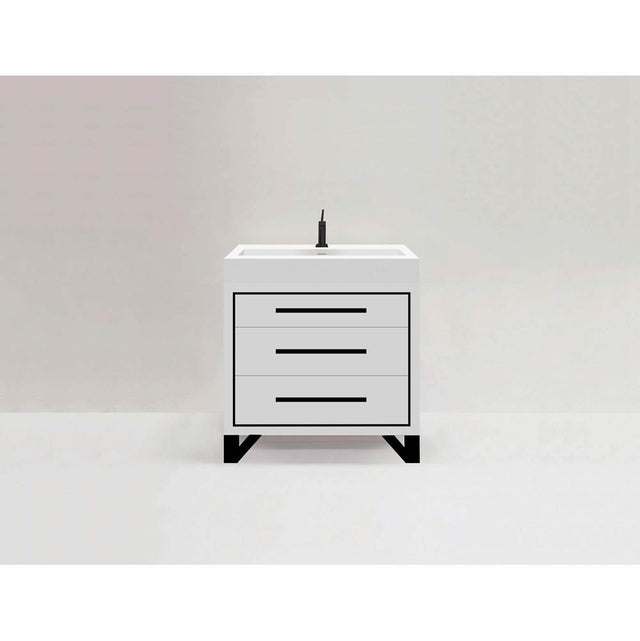 Madeli - Madeli Estate 36'' Free standing Vanity Cabinet in White/HW: Black(MB) - White With Matte Black