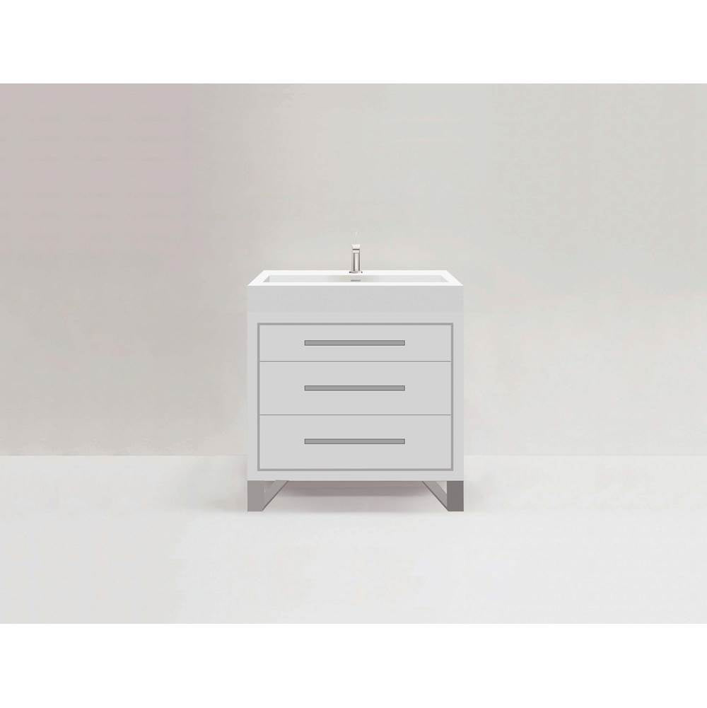 Madeli - Madeli Estate 36'' Free standing Vanity Cabinet in White/HW: Polished Chrome(PC) - White With Polished Chrome