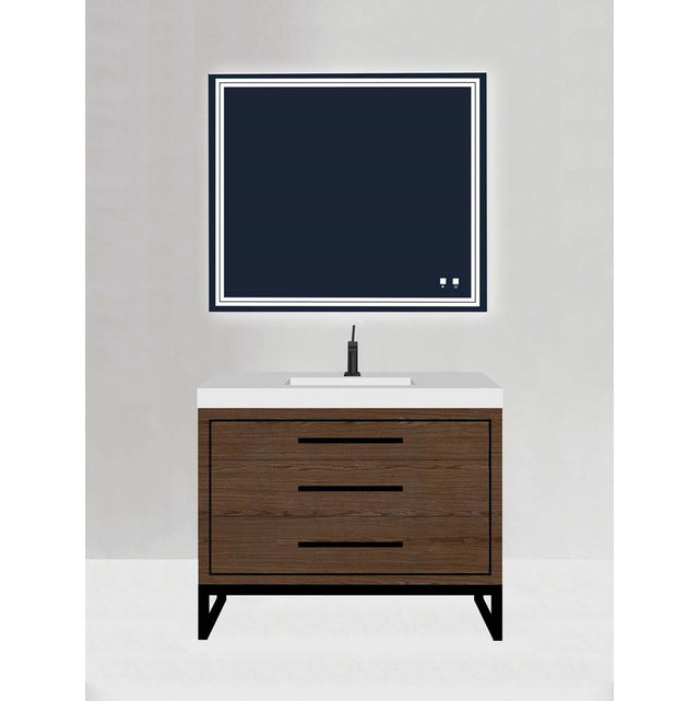 Madeli - Madeli Estate 42'' Free Standing Vanity Cabinet in Brandy/HW: Matte Black(MB) - Brandy With Matte Black