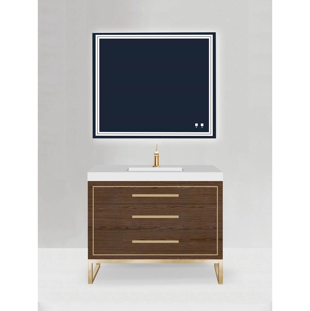 Madeli - Madeli Estate 42'' Free Standing Vanity Cabinet in Brandy w/ C Base/HW: Satin Brass(SB) - Brandy With Satin Brass