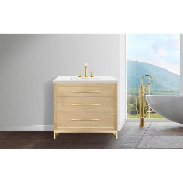 Madeli - Madeli Estate 42'' Free standing Vanity Cabinet in Natural Oak/HW: Matte Black(MB) - Natural Oak With Matte Black