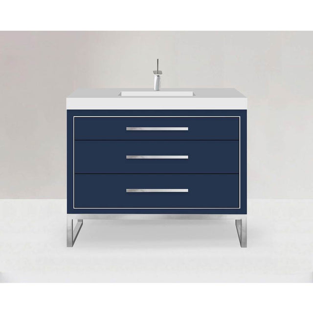Madeli - Madeli Estate 42'' Free standing Vanity Cabinet in Sapphire/HW: Polished Chrome(PC) - Sapphire With Polished Chrome