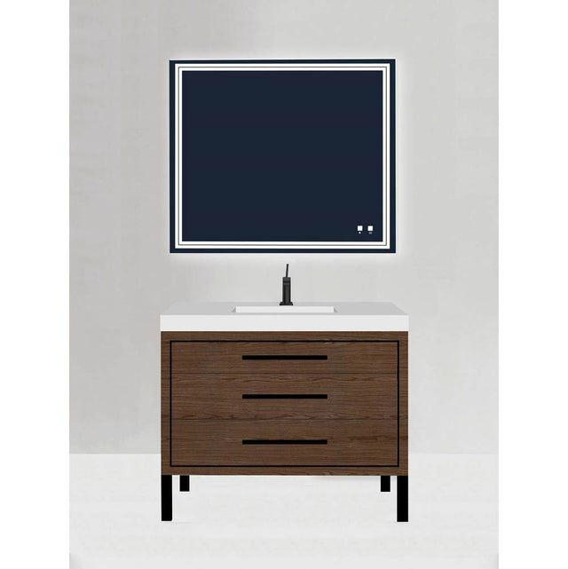 Madeli - Madeli Estate 42'' Free standing Vanity Cabinet in Brandy/HW: Matte Black(MB) - Brandy With Matte Black