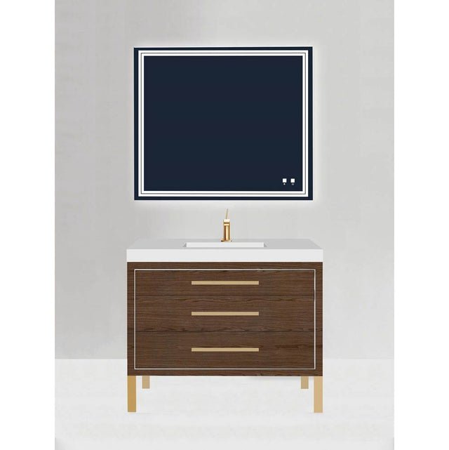 Madeli - Madeli Estate 42'' Free standing Vanity Cabinet in Brandy/HW: Satin Brass(SB) - Brandy With Satin Brass