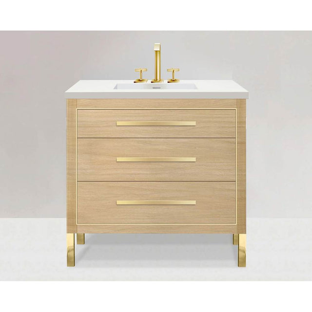 Madeli - Madeli Estate 42'' Free standing Vanity Cabinet in Natural Oak/HW: Polished Nickel(PN) - Natural Oak With Polished Nickel