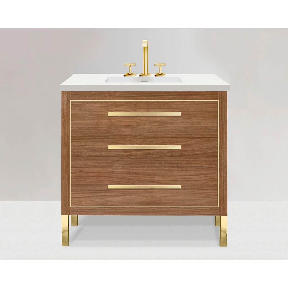 Madeli - Madeli Estate 42'' Free standing Vanity Cabinet in Natural Walnut/HW: Matte Black(MB) - Natural Walnut With Matte Black