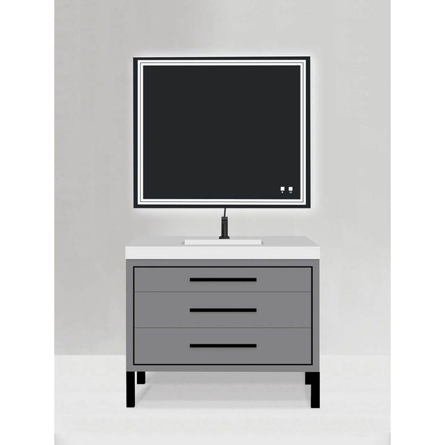Madeli - Madeli Estate 42'' Free standing Vanity Cabinet in Studio Grey/HW: Matte Black(MB) - Studio Gray With Matte Black