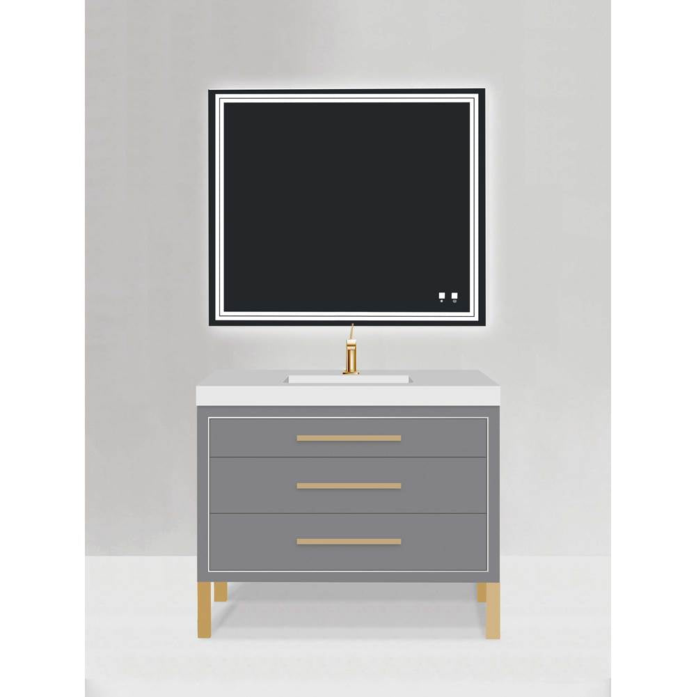 Madeli - Madeli Estate 42'' Free standing Vanity Cabinet in Studio Grey/HW: Satin Brass(SB) - Studio Gray With Satin Brass