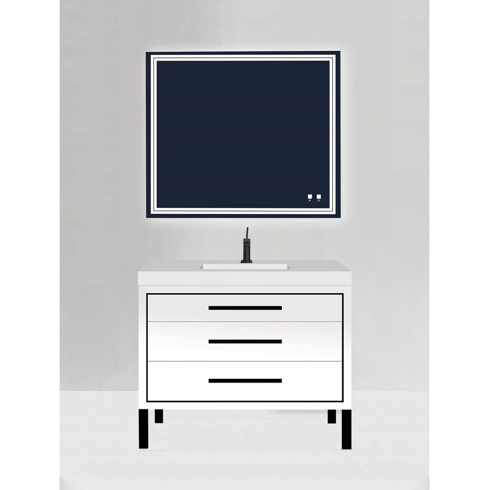Madeli - Madeli Estate 42'' Free standing Vanity Cabinet in White/HW: Black(MB) - White With Matte Black