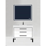 Madeli - Madeli Estate 42'' Free standing Vanity Cabinet in White/HW: Black(MB) - White With Matte Black