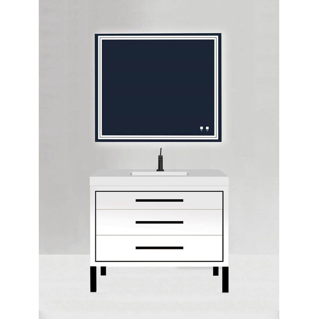 Madeli - Madeli Estate 42'' Free standing Vanity Cabinet in White/HW: Black(MB) - White With Matte Black