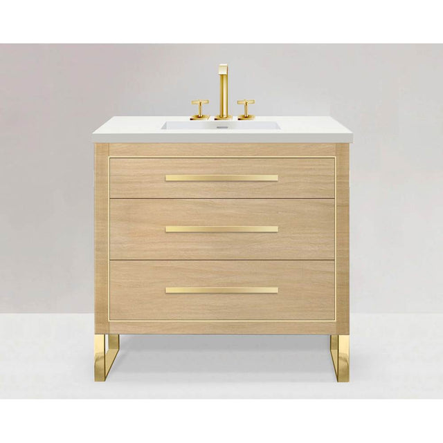 Madeli - Madeli Estate 42'' Free standing Vanity Cabinet in Natural Oak/HW: Polished Chrome(PC) - Natural Oak With Polished Chrome