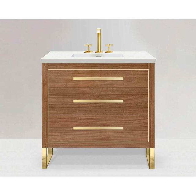 Madeli - Madeli Estate 42'' Free standing Vanity Cabinet in Natural Walnut/HW: Brushed Nickel(BN) - Natural Walnut With Brushed Nickel