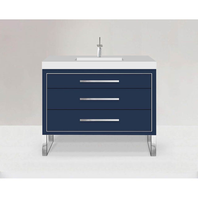 Madeli - Madeli Estate 42'' Free standing Vanity Cabinet in Sapphire/HW: Polished Nickel(PN) - Sapphire With Polished Nickel