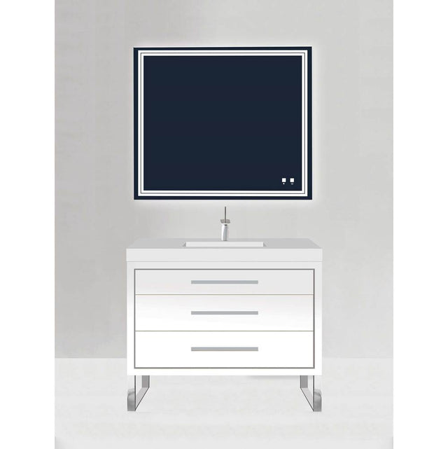 Madeli - Madeli Estate 42'' Free standing Vanity Cabinet in White/HW: Polished Nickel(PN) - Matte White With Polished Nickel