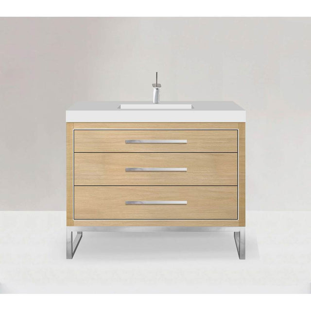 Madeli - Madeli Estate 48C'' Free standing Vanity Cabinet in Natural Oak/HW: Satin Brass(SB) - Natural Oak With Satin Brass