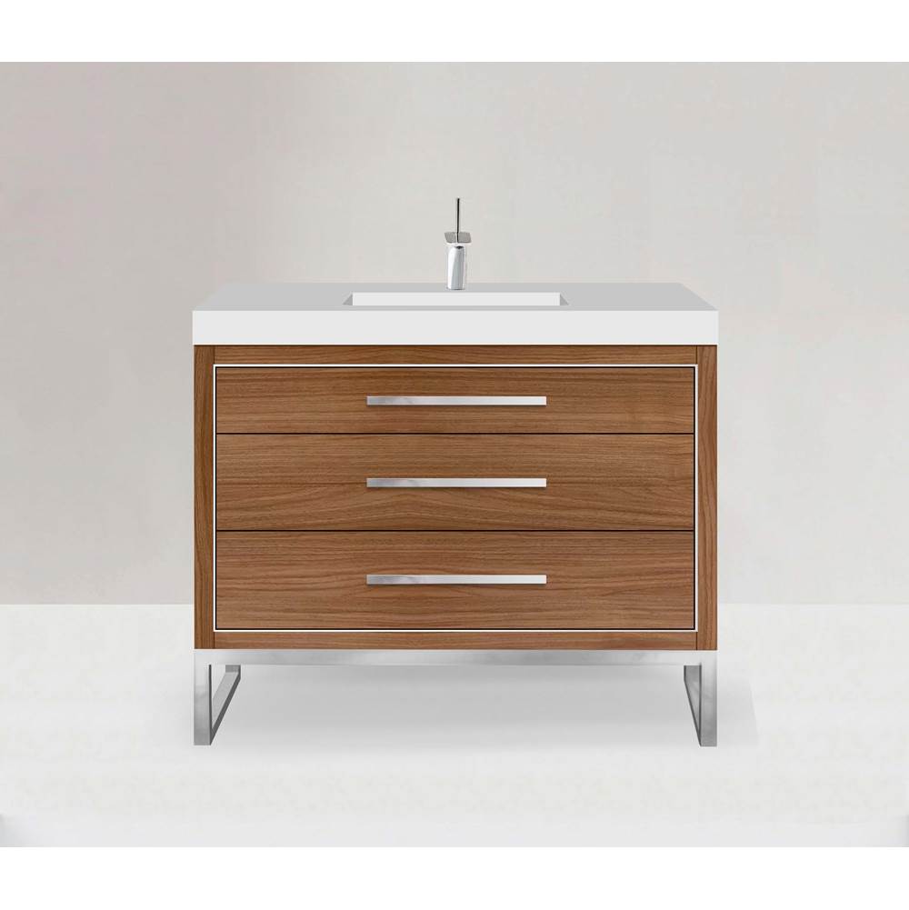 Madeli - Madeli Estate 48C'' Free standing Vanity Cabinet in Natural Walnut/HW: Polished Chrome(PC) - Natural Walnut With Polished Chrome