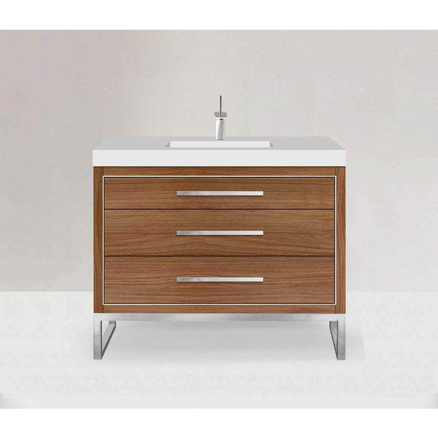 Madeli - Madeli Estate 48C'' Free standing Vanity Cabinet in Natural Walnut/HW: Polished Chrome(PC) - Natural Walnut With Polished Chrome