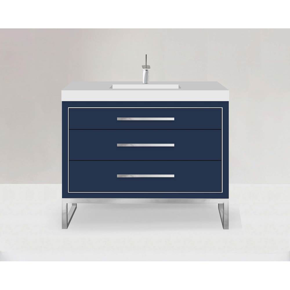 Madeli - Madeli Estate 48C'' Free standing Vanity Cabinet in Sapphire/HW: Polished Chrome(PC) - Sapphire With Polished Chrome