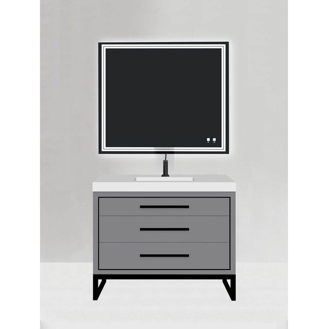 Madeli - Madeli Estate 48C'' Free standing Vanity Cabinet in Studio Grey/HW: Matte Black(MB) - Studio Gray With Matte Black