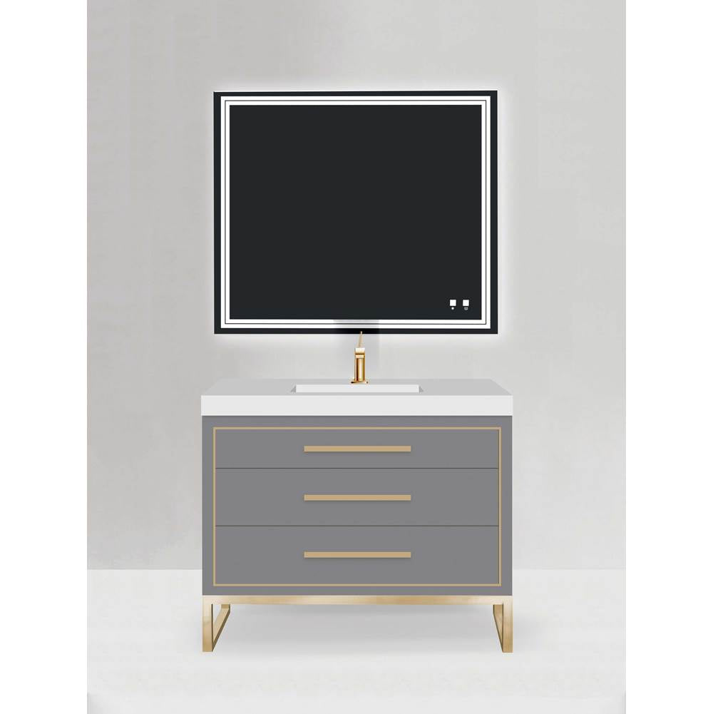 Madeli - Madeli Estate 48C'' Free standing Vanity Cabinet in Studio Grey/HW: Satin Brass(SB) - Studio Gray With Satin Brass