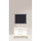 Madeli - Madeli Estate 48C'' Free standing Vanity Cabinet in White/HW: Satin Brass(SB) - White With Satin Brass