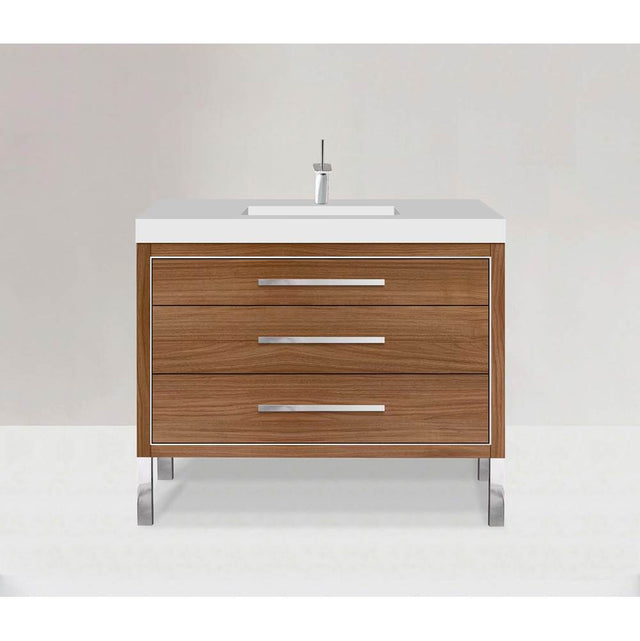 Madeli - Madeli Estate 48C'' Free standing Vanity Cabinet in Natural Walnut/HW: Satin Brass(SB) - Natural Walnut With Satin Brass